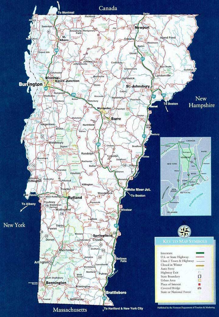 To obtain a free full-sized Vermont state highway map, write the Vermont 